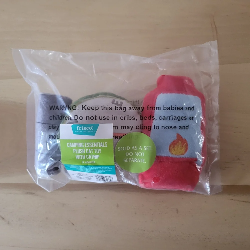 Set Of 3 Camping Theme Cat Toys